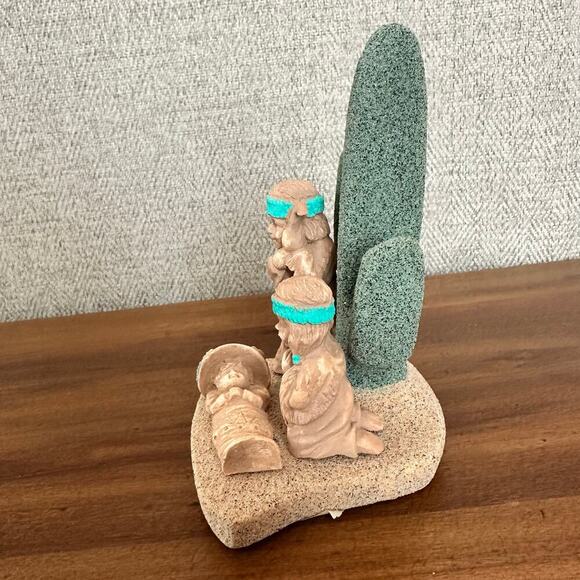 RARE VTG Native American Painted Nativity Scene Sand Pottery‎ Jesus Mary Joseph - Picture 2 of 7